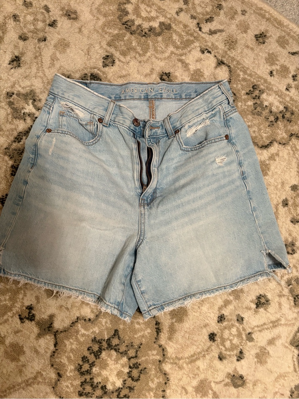 American Eagle Outfitters Light Blue Distressed Denim Shorts